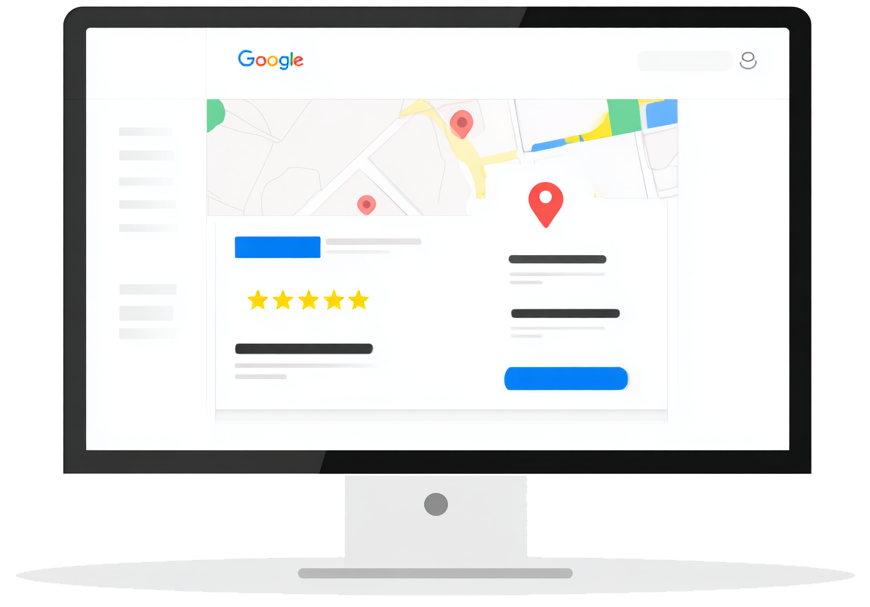 Google Maps business listing example showing star ratings and contact information